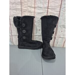 UGG Classic Tall Black Bailey Button Triplet 1873 W/Blk Snow Boots Womens Size 7